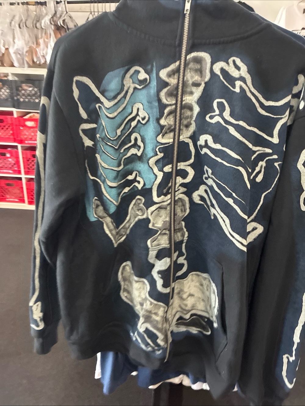 Travis Scott x Cactus Jack Fragment Skeleton Graffiti Full Zip Up Hoodie SZ M - Picture 3 of 16